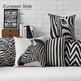 现代简约黑白创意斑马豹纹抱枕套床头沙发靠垫含芯办公室汽车靠枕
