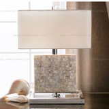 美式简约白色方形水晶贝壳台灯创意酒店样板房客厅斗柜贝壳装饰灯