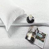 宾馆提花床单60S白色勾花贡缎酒店专用加厚床单高密可定做批发