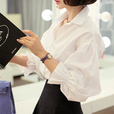 2015秋冬新款女装韩版学生气质灯笼袖泡泡袖修身白衬衣衬衫女上衣