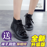 新款果冻雨鞋女中筒防滑加厚耐磨绒水鞋套胶鞋韩国时尚雨靴加绒