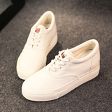 韩国代购小白鞋女内增高厚底松糕鞋球鞋学生板鞋休闲鞋白色帆布鞋