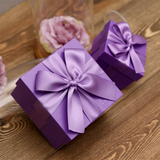 花半里 欧式树脂喜糖盒创意结婚用品婚庆蝴蝶结紫色婚礼糖盒定制