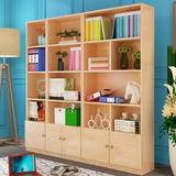 松木书柜带门简易自由组合置物柜儿童书架简易储物柜子纯实木书橱