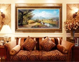 直销手绘高档古典风景油画客厅酒店大幅有框装饰画欧美挂画丰收画
