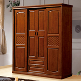 简约现代实木橡木衣柜推拉门木头衣柜简易实木衣物收纳柜卧室家具