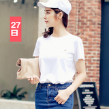 短袖t恤女夏学生韩国宽松打底衫上衣女夏装新款简约白色体恤韩范