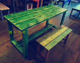 包邮定做地中海实木餐桌彩色餐桌酒吧桌椅咖啡馆桌椅做旧桌椅环保