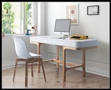北欧简约白色烤漆书桌办公桌实木书桌简胡桃木色书桌定制创意书桌