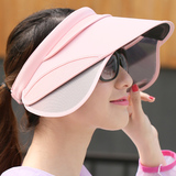 女士遮阳帽遮脸韩版可伸缩空顶夏季防晒户外骑车防紫外线太阳帽子