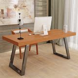 实木电脑桌台式 家用1.2米办公桌简约铁艺书桌长桌写字台椅子loft