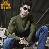Afs Jeep/战地吉普针织衫男士套头毛衣长袖大码半高领外套秋季潮