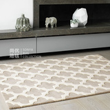 欧式米色优雅纯羊毛地毯卧室床边客厅茶几地垫经典几何菱形图案