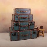 热卖复古旅行箱做旧皮箱子老式铁锈手拎箱装饰橱窗陈列婚纱特色行