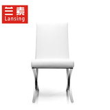 新款时尚简约现代黑白色皮革高档精致个性不锈钢餐椅办公椅家用椅