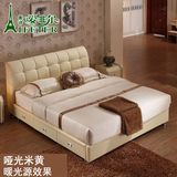现代简约家具床铺双人床1.8一米八现代小户型主卧储物床皮艺床真