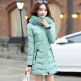 2015冬装新款韩版大码女装秋冬季新品修身中长款加厚棉衣棉袄外套