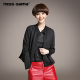 MISS GAMA2016春装新款纯色单排扣九分袖短外套女显瘦小香风外套