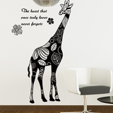 个性创意艺术抽象墙贴纸贴画花纹英文长颈鹿客厅书房公司墙壁装饰