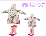 韩国大花雨鞋套装小孩宝宝雨衣雨具雨靴亲子雨衣包邮 成人儿童雨