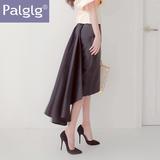 Palglg秋装新款女装2016韩版修身高腰显瘦不规则半身裙长裙燕尾裙