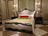 欧式实木真皮双人床婚床1.8米大床酒店别墅卧室家具简欧新古典床