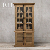 RH 美式仿古餐边柜 酒柜 欧式白色餐边柜 法式复古红橡木做旧酒柜