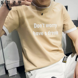字母短袖T恤男学生圆领假两件T恤衫夏天韩版半截袖青少年潮男衣服