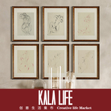 KALA-Life客厅现代法国FAUTRIER人体裸女手绘卧室床头竖墙装饰画
