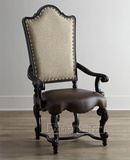 美式带扶手餐椅 欧式实木书椅 法式简约办公椅 奢华别墅餐椅