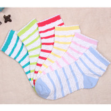 69包邮 韩国进口糖果色条纹女士袜子 镂空菱形格透气女袜 正品