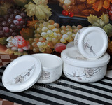 唐山骨瓷保鲜碗泡面碗带盖大号保鲜碗微波炉便当盒密封陶瓷碗