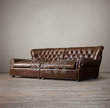 美式法式乡村工业PU沙发床欧式客厅真皮三人沙发宜家小户型布沙发