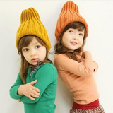 精灵帽韩国婴儿童宝宝套头牛角帽男童女童尖尖帽毛线高顶帽子G15