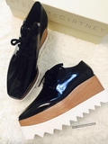 VICKIE香港代購 Stella McCartney 2016秋冬黑色漆皮系帶松糕鞋