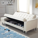 简约多功能小户型沙发床 折叠沙发床PU皮艺双人小沙发可储物包邮