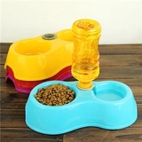 宠物食盆两用狗碗 双碗可插水瓶 猫狗食盆 幼犬猫饮水器 宠物用品