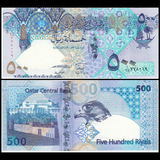 【亚洲】全新UNC 卡塔尔500里亚尔 纸币 带塑料窗口 2007年 P-27