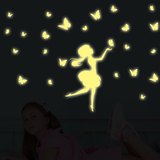 夜光贴纸客厅宿舍卧室儿童房间天花板荧光会发光的墙贴画蝴蝶女孩