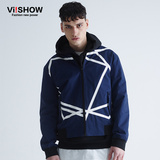 viishow2016春装新款夹克 欧美几何图案夹克外套 修身棒球外套男