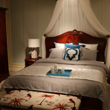 简约欧式床 实木雕刻大床 1.8米美式双人床 现代高档实木雕花床