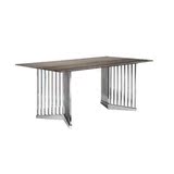 天昊斯品牌创意家具 现代餐桌 不锈钢简约实木餐台组合长方形饭桌