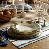 地中海蓝色条纹餐垫盘垫 宜家餐桌隔热杯垫 新款简约现代帆布垫巾