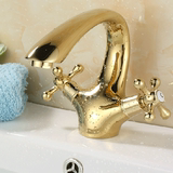 全铜镀金色面盆水笼头台盆冷热水龙头洗手池浴室双把洗脸欧式双把