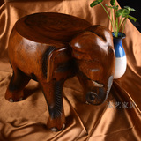 泰国进口实木矮凳小凳子儿童动物创意家具小象换鞋凳圆凳象蹲墩子