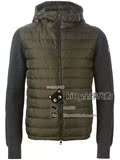 代购正品 Moncler 男装短款羽绒服轻薄款带帽子绿色拼接15新款