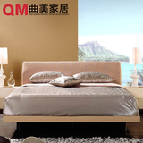 曲美家具家居 卧室婚床 单人双人床 1.8米板式布艺软包床卧室家具