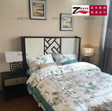 新中式现代简约酒店客房双人床1.8米1.5样板房实木布艺床卧室家具