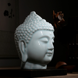 佛教用品泰国佛头 陶瓷摆件龙泉青瓷佛像佛头摆件 大日如来佛像