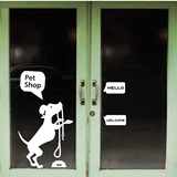 小花狗欢迎光临墙贴玻璃贴宠物店营业玻璃贴纸装饰移门贴纸狗狗